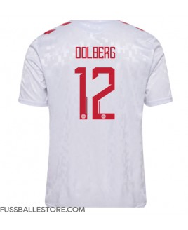 Günstige Dänemark Kasper Dolberg #12 Auswärtstrikot EM 2024 Kurzarm
